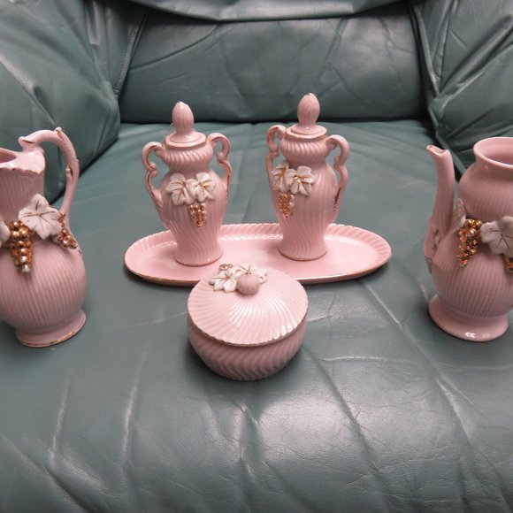 Other - 6 PC ANTIQUE PINK JAPAN NUMBERED SET/52/264/VANITY